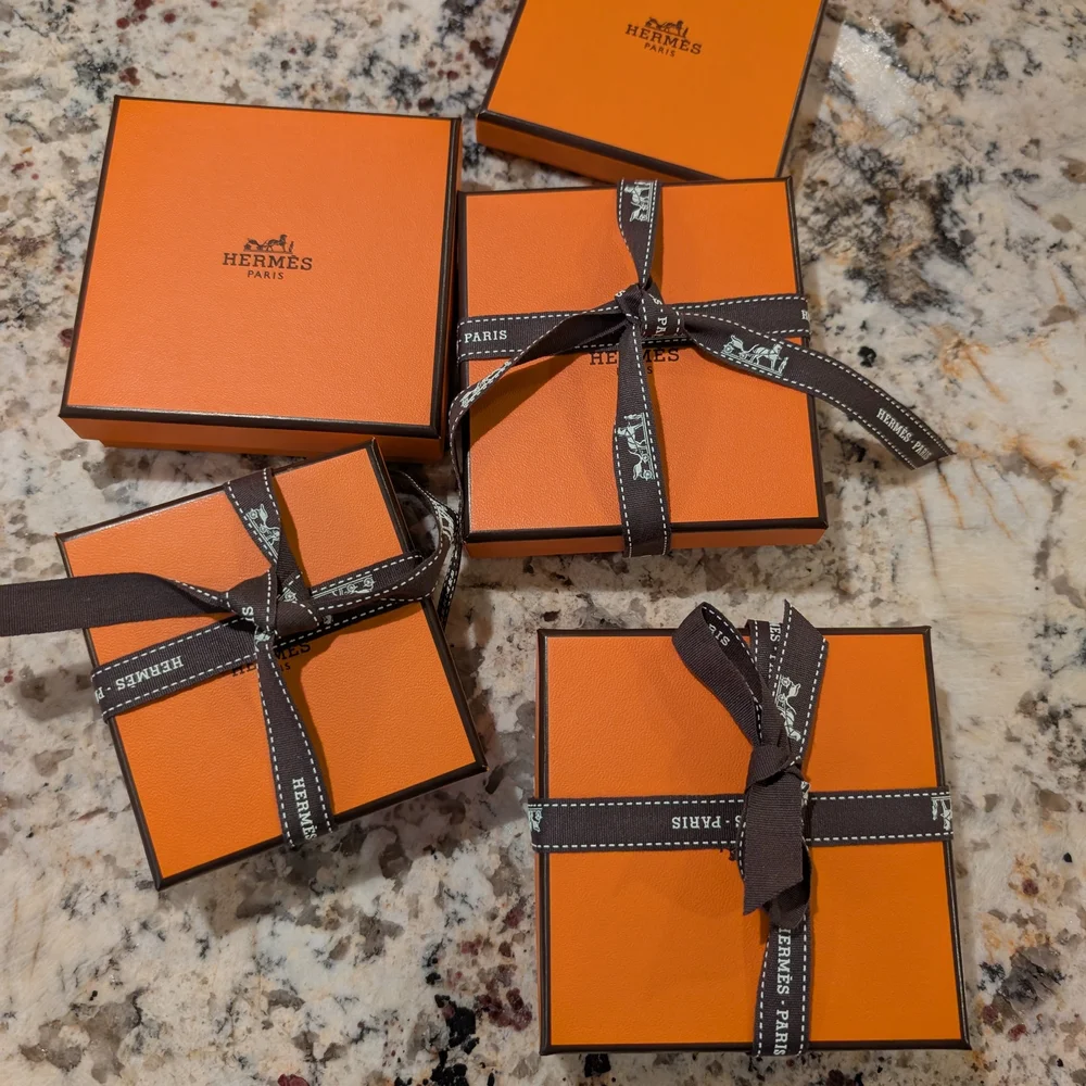 Hermès Signature Orange Boxes with Dark Ribbon